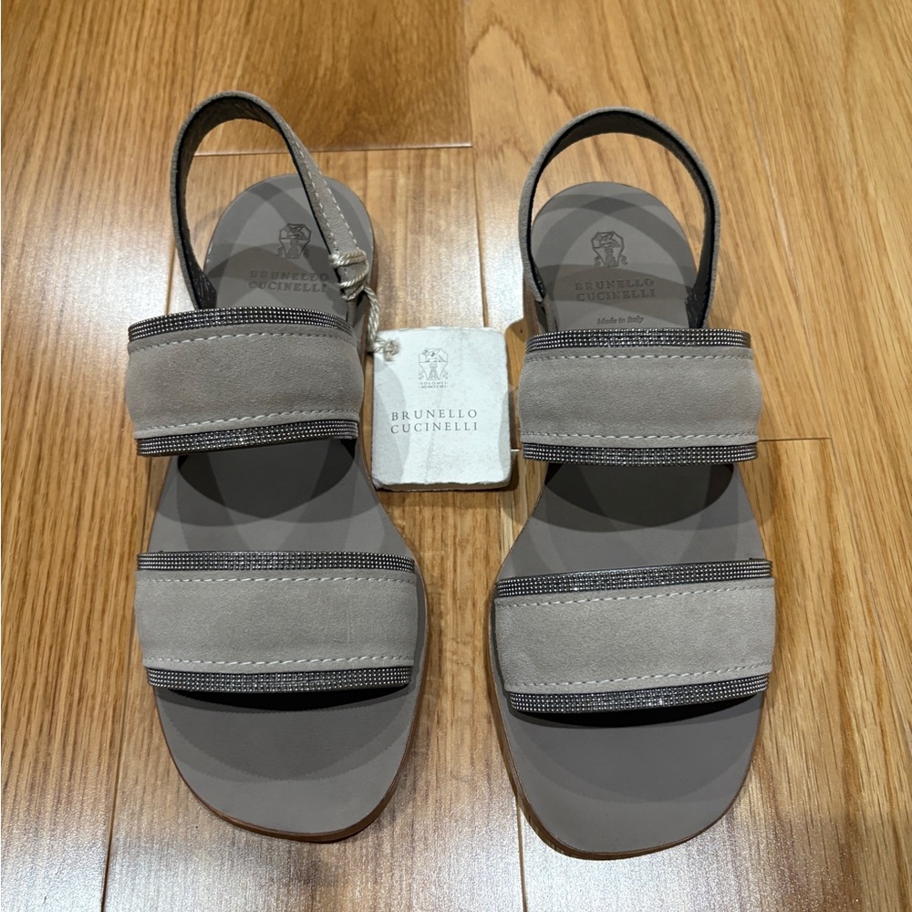 Brunello Cucinelli Gray Strappy Sandals